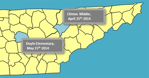 Clinton Middle and Doyle Elementary shown on a map